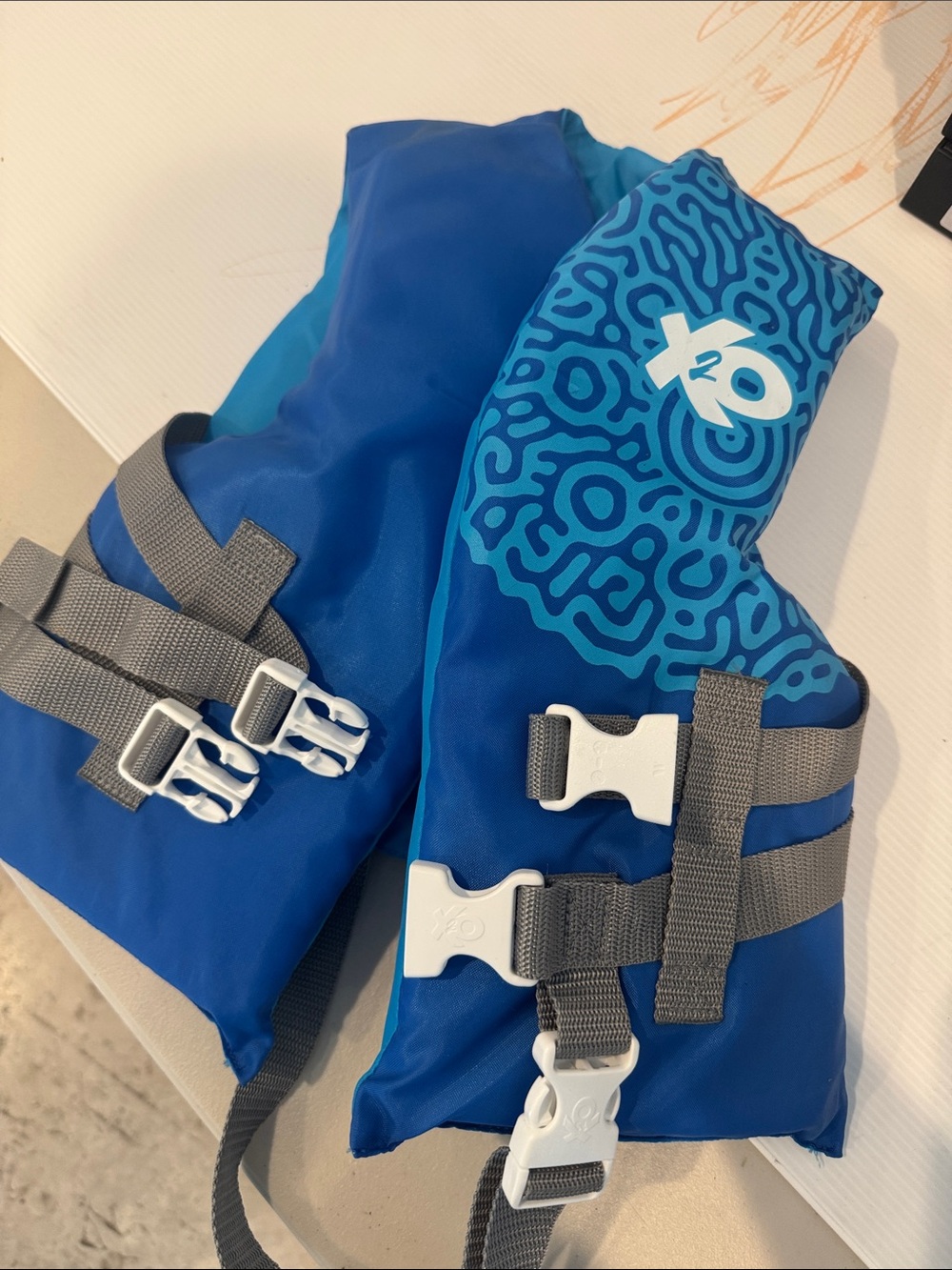 Toddler Kids Blue coast guard approved life jacket between leg buckle Swim Vest